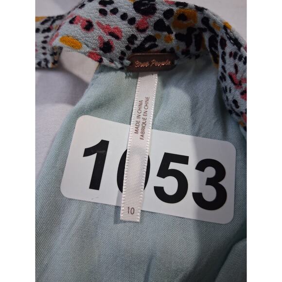 Free People Tegan Border Print Womens size 10 Bell Sleeve Mini Boho Fairy Dress - Picture 9 of 11